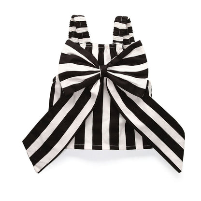 Set Tops and Pants 2 Pieces Summer Stripes Ribbon Short Sling Fashion Hole Pants European Style Children's Suits eprolo