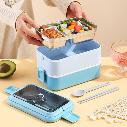 304 stainless steel lunch bento box heating portable fast food insulation multi-layer microwave lunch box eprolo