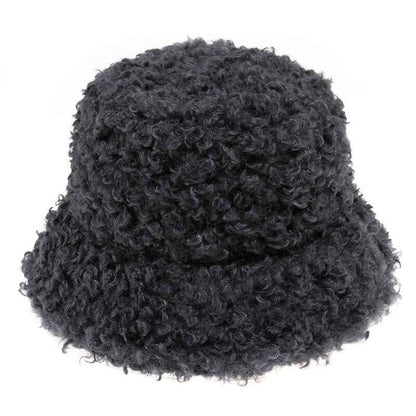 Women's Faux Fur Bucket Hat - Warm Fluffy Winter Hat for Outdoor & Casual Wear
