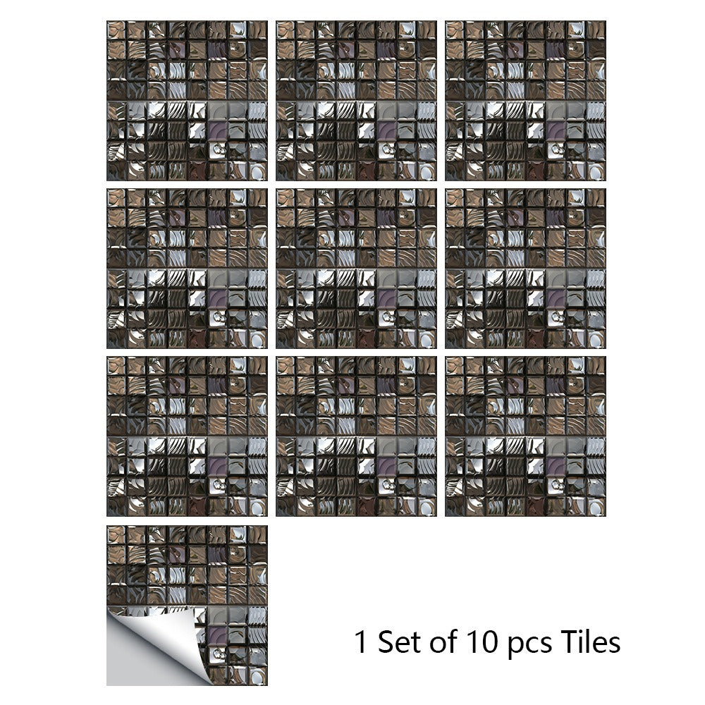 10 Piece Set Of Datura Mosaic Small Flower Imitation Ceramic Tile Sticker For Home Renovation Kitchen And Bathroom Decoration Self-Adhesive Wall Sticker