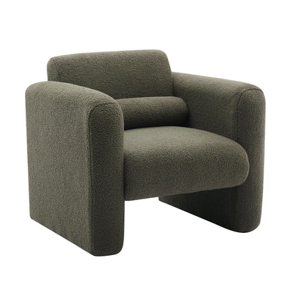 Modern style chair with Sheepskin Sherpa fabric soft cushion, armchair, soft with backrest and pillow - Shello's Creative Boutique