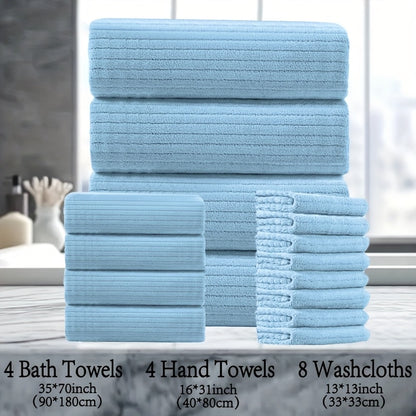 16 Piece Microfiber Bath Towel Set - Quick-Dry & Absorbent