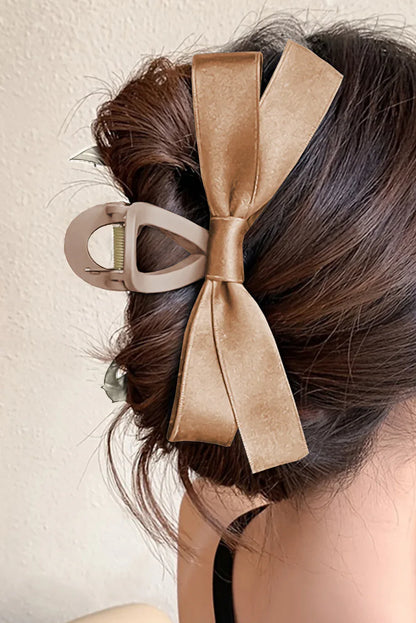White Solid Color Ribbon Bow Decor Hair Clip – Elegant Viscose Hair Accessory for Women - Shello's Creative Boutique