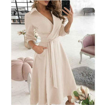 Eprolo Fashionable V-Neck Printed Dress for Women - Short Sleeved Style - Shello's Creative Boutique