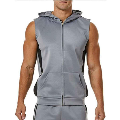 Men's Sports Vest - Zipper Splicing Hooded Vest for Fitness Enthusiasts - Shello's Creative Boutique