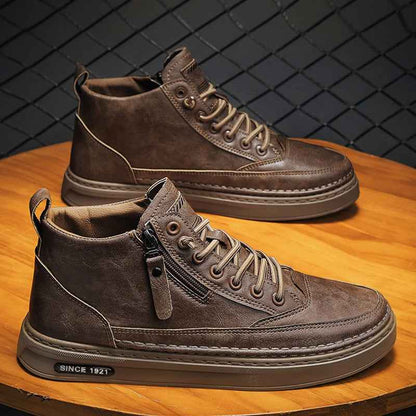 Martin Boots for Men - High Top Casual Board Shoes, Trendy Black Workwear Boots, Versatile Sports and Casual Footwear