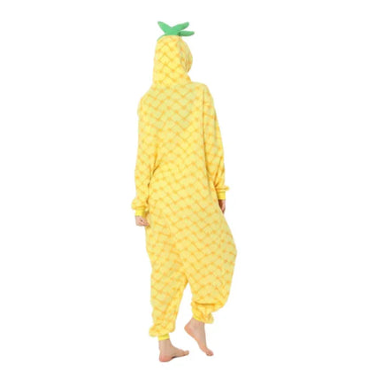 Pineapple cartoon one piece pajamas autumn and winter fleece thickened warm home clothing cute men and women Halloween - Shello's Creative Boutique