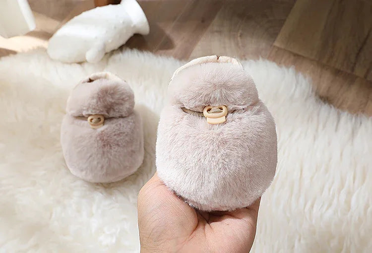Newborn Plush Footwear Winter Thickened And Padded Infant Soft Bottom Step Front Shoes Warm Fur Baby Toddler Shoes - Shello's Creative Boutique