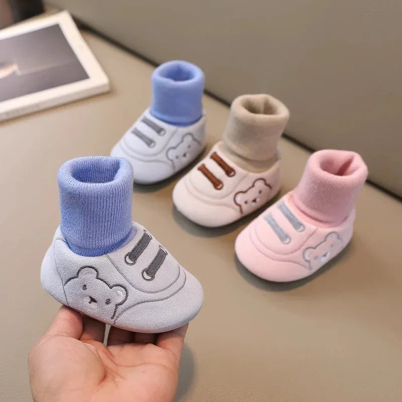 Baby Cotton Shoes & Socks - Warm Anti-Slip Booties for 0-12 Months | Unisex First Walkers - Shello's Creative Boutique