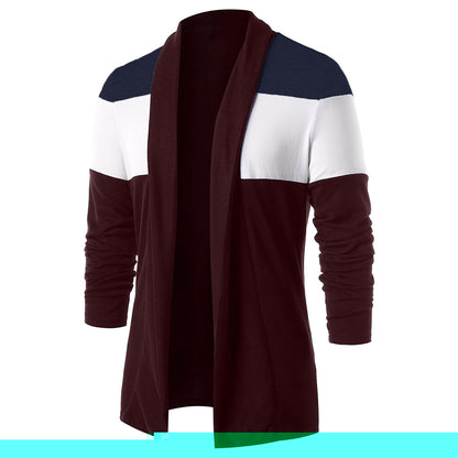 Colour Blocking Open Front Casual Cardigan