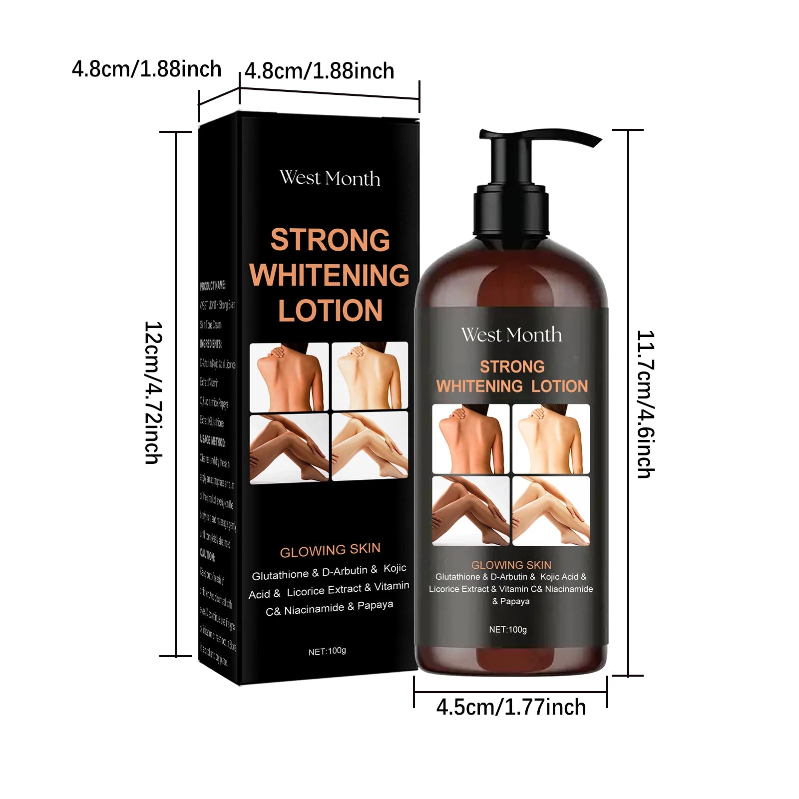 West Month 100ML Strong Whitening Cream Lasting Hydrating Nourishing Improve Dull Skin Balance Skin Glowing Body Care Lotion - Shello's Creative Boutique