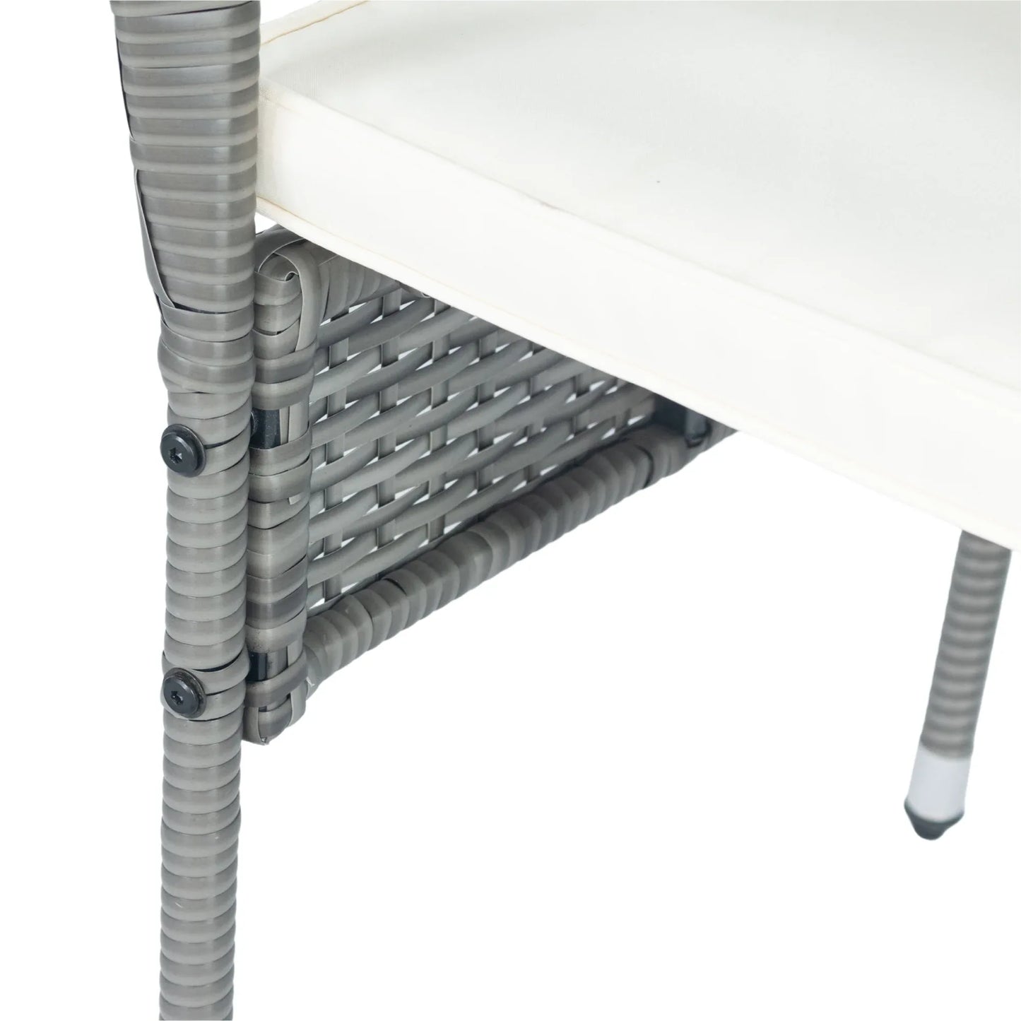 3 Piece Patio Wicker Conversation Set Grey Wicker + white Cushion - Shello's Creative Boutique