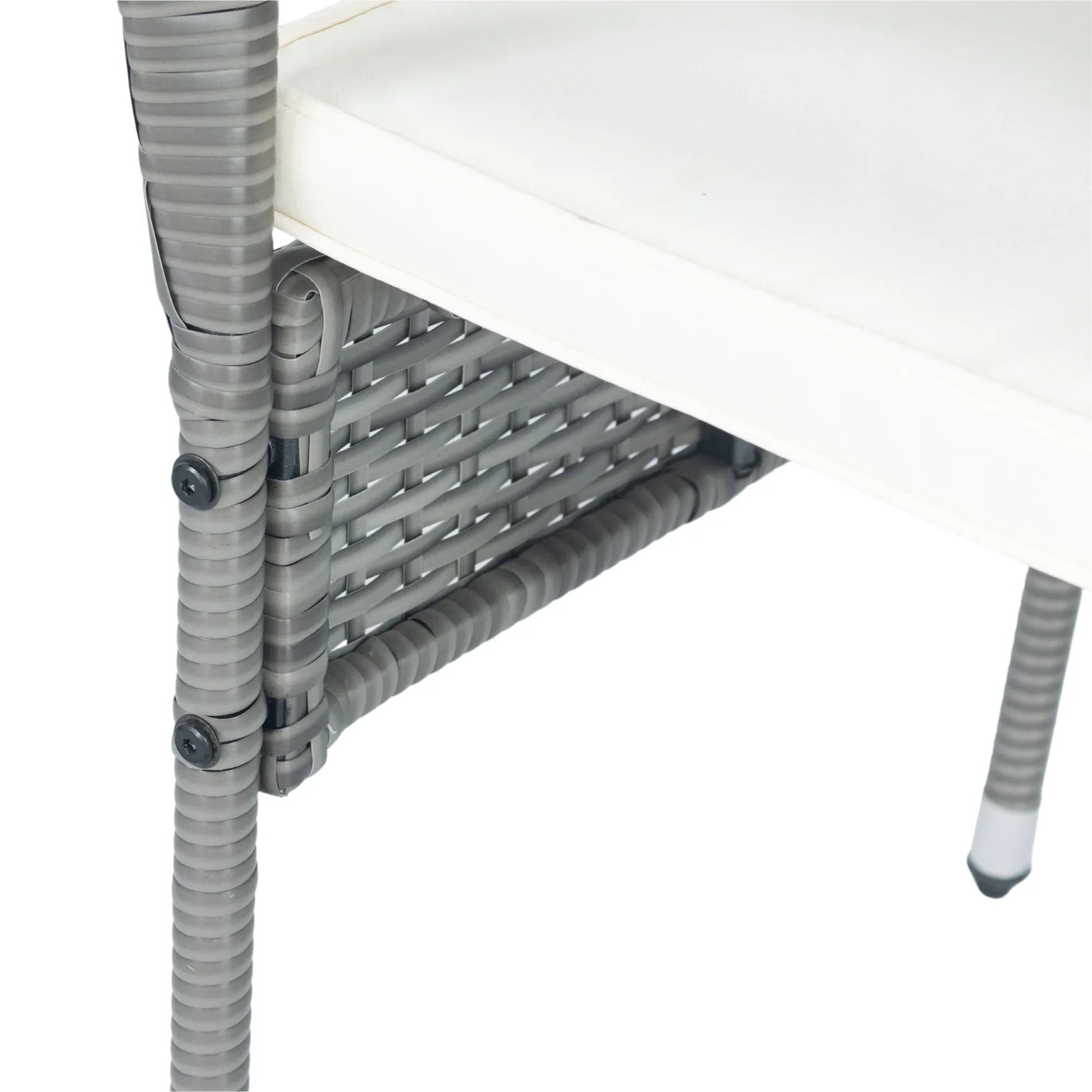 3 Piece Patio Wicker Conversation Set Grey Wicker + white Cushion - Shello's Creative Boutique