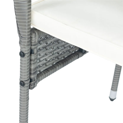 3 Piece Patio Wicker Conversation Set Grey Wicker + white Cushion - Shello's Creative Boutique