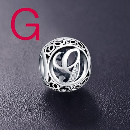 Real 925 Sterling Silver Vintage Clear Letter Bead Charms Fit Pandora Women Charm Bracelets Silver Jewelry eprolo