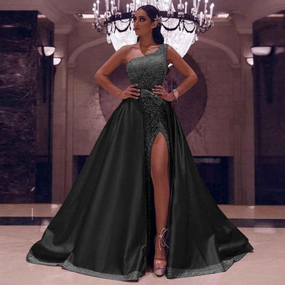 Elegant Floor-Length Evening Dress - High Waist Party Gown for Women - Shello's Creative Boutique