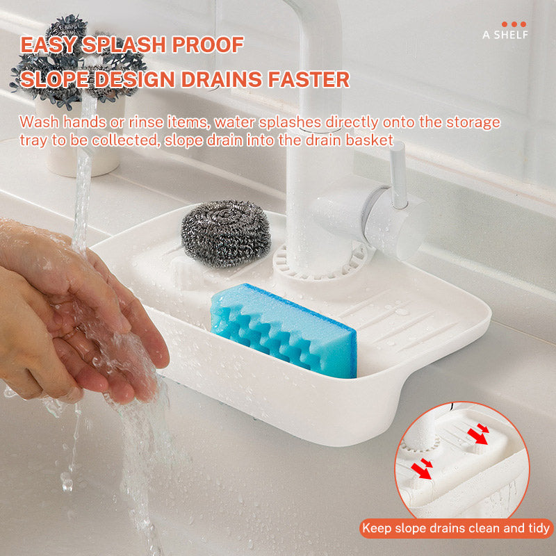 Faucet Splash Proof Drainage Rack, Sink Water Collection Pad, Kitchen Cloth, Sponge Wipe, and Drainage Storage Rack eprolo
