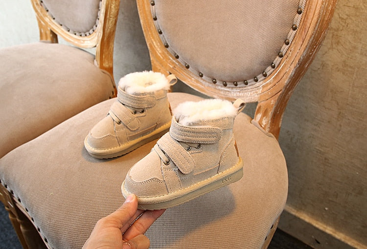 Winter Girls'Snow Boots 2020 New Warm Skid-proof Boys' Cotton Shoes 1-15 Years Old Children's School genuine leather suede Boots eprolo