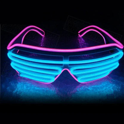 Double-colored Neon Luminous Glasses Flashing Eyeglass Party Wire LED Light Glasses Halloween Fluorescent Glowing Glasses Party - Shello's Creative Boutique