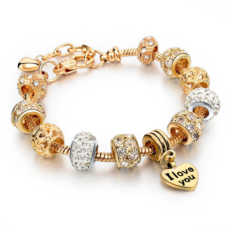 Szelam Luxury Crystal Heart Charm Bracelets & Bangles Gold Bracelets For Women Jewellery Pulseira Feminina Sbr160056 eprolo