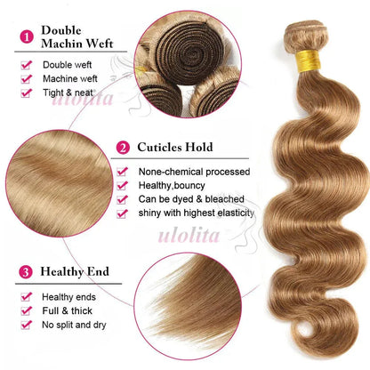 Honey Blonde Brazilian Body Wave Hair Bundles - 100% Raw Human Hair Extensions - Shello's Creative Boutique