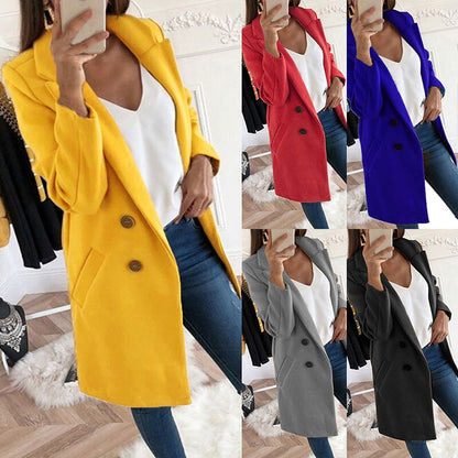 Plus Size Autumn Winter Wool Coat Women Elegant Blazer Ladies Cashmere Womens Coats Office Solid Medium Long Section Camel Coat eprolo