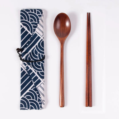 Japanese Style Long Handled Spoons, Forks, Chopsticks, Three Piece Set Of Wooden Portable Tableware, Chopsticks, Spoons, Set - Shello's Creative Boutique