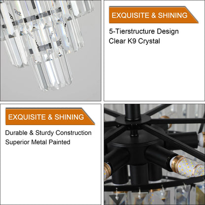 Black Large Crystal Chandelier – A Statement of Luxury & Elegance - Shello's Creative Boutique