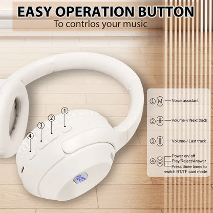 Wireless Bluetooth headset with battery display long battery life and foldable design - Shello's Creative Boutique