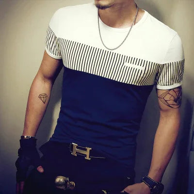 Men's Casual Patchwork Short Sleeve T-Shirt - Shello's Creative Boutique