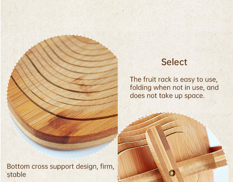 Folding Fruit Basket Creative Fashion Crafts Fruit Storage Basket Wooden Layer Tripod Bowl Outdoor Camping Supplies eprolo