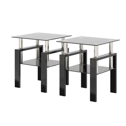 Set of 2 Modern Tempered Glass Tables – Sleek & Functional Living Room Accent - Shello's Creative Boutique