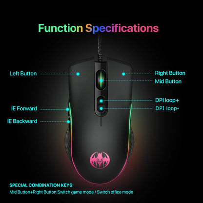 7D Youbat wired gaming mouse 6-speed 7200DPI mouse gaming mouse - Shello's Creative Boutique