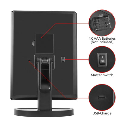 LED Touch Screen 22 Light Makeup Mirror Table Desktop Makeup Vanity 3 Folding Adjustable Mirror - Shello's Creative Boutique