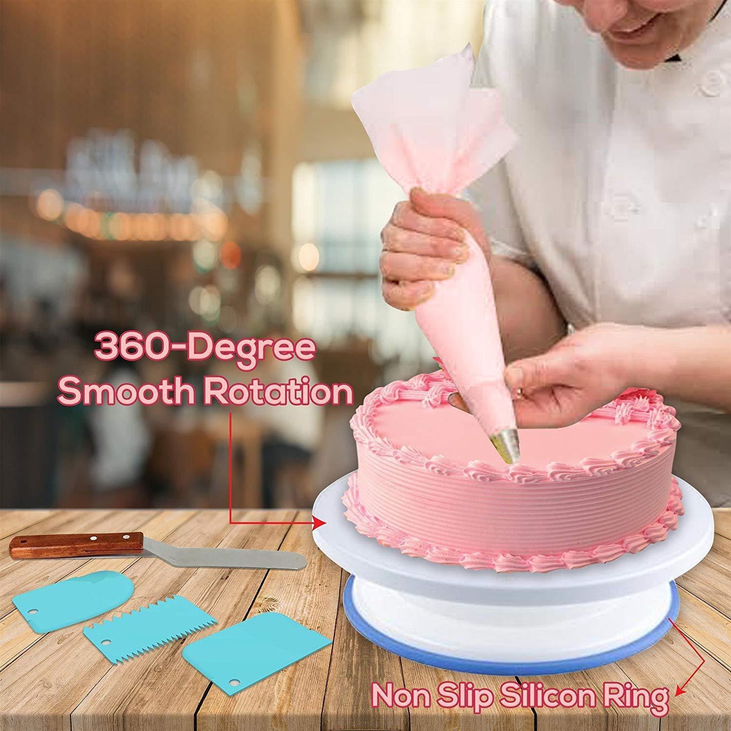Numbered 73-Piece Set Of Cake Turntable, Non-Slip Turntable, Cake Flower Nozzle, Love Silicone Mold eprolo