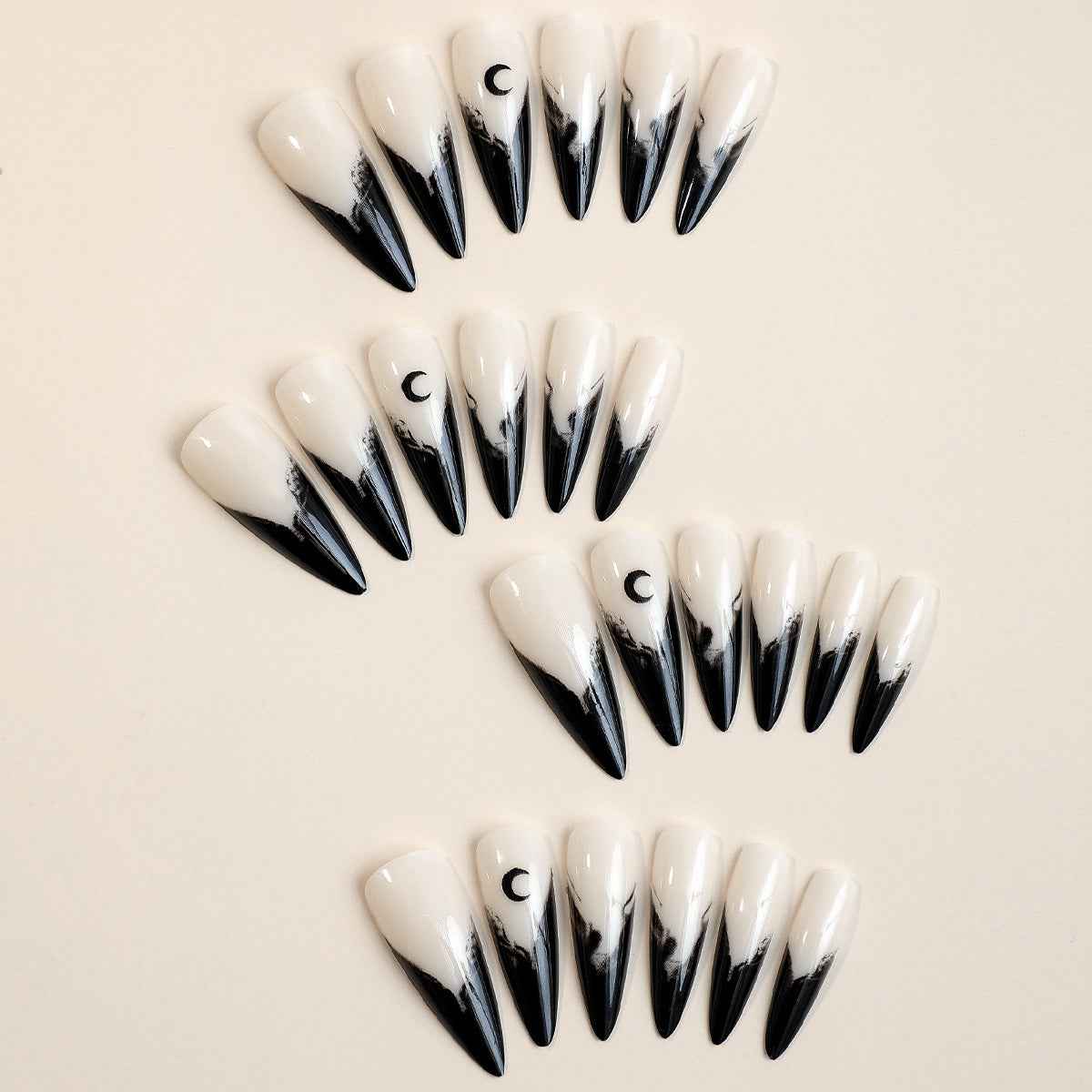Milky white powder gradient long drop-shaped manicure, high-end fake nail patch wearable nail patch