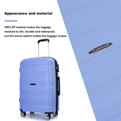 Hardshell Suitcase Spinner Wheels PP Luggage Sets Lightweight Durable Suitcase ,3-Piece Set (20/24/28) ,Purplish Blue - Shello's Creative Boutique