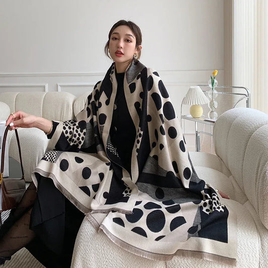 Luxury brand Winter Scarf Women Soft Cashmere Warm Pashmina Casual Dot Print Scarves Wrap Thick Long - Shello's Creative Boutique