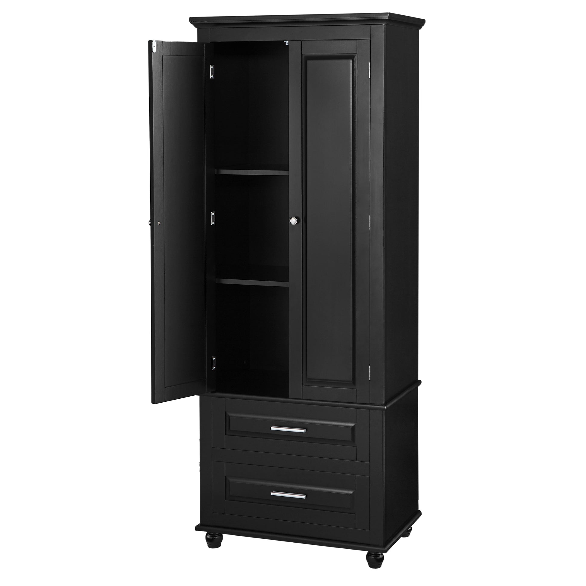 Tall Storage Cabinet with Two Drawers for Bathroom/Office, Black eprolo