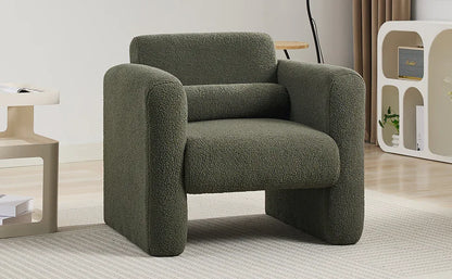 Modern style chair with Sheepskin Sherpa fabric soft cushion, armchair, soft with backrest and pillow - Shello's Creative Boutique