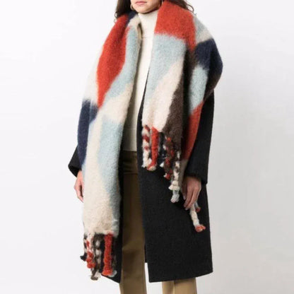 Scarf Women Men Winter Blanket Shawl Wraps Warm Mohair Scarves Geometry Print Cashmere - Shello's Creative Boutique