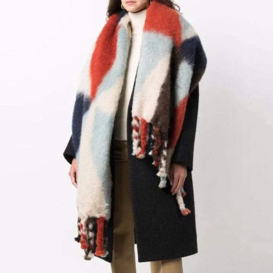 Scarf Women Men Winter Blanket Shawl Wraps Warm Mohair Scarves Geometry Print Cashmere - Shello's Creative Boutique