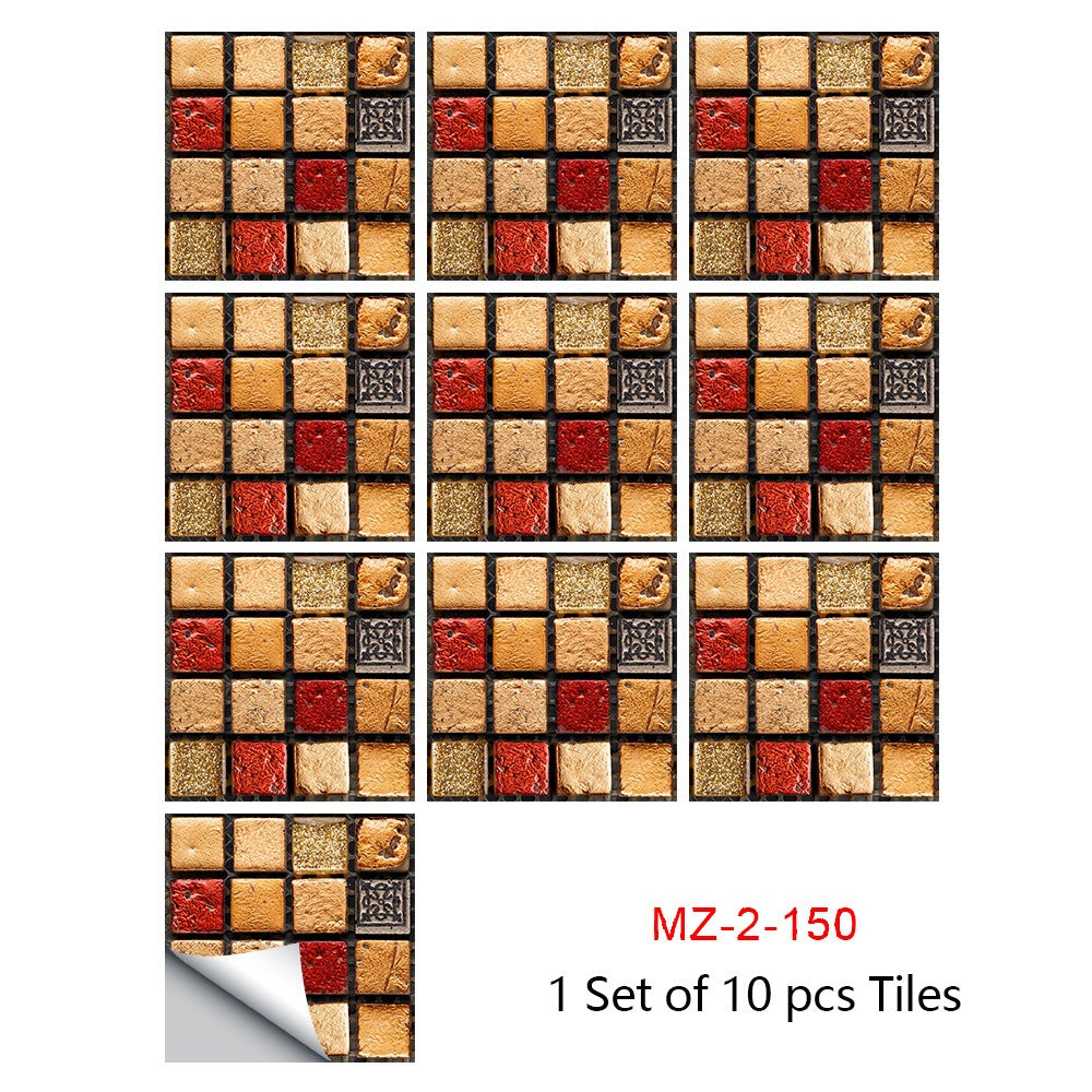 10 Piece Set Of Datura Mosaic Small Flower Imitation Ceramic Tile Sticker For Home Renovation Kitchen And Bathroom Decoration Self-Adhesive Wall Sticker