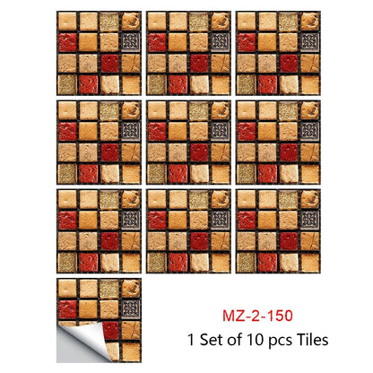 10 Piece Set Of Datura Mosaic Small Flower Imitation Ceramic Tile Wall Sticker - Shello's Creative Boutique