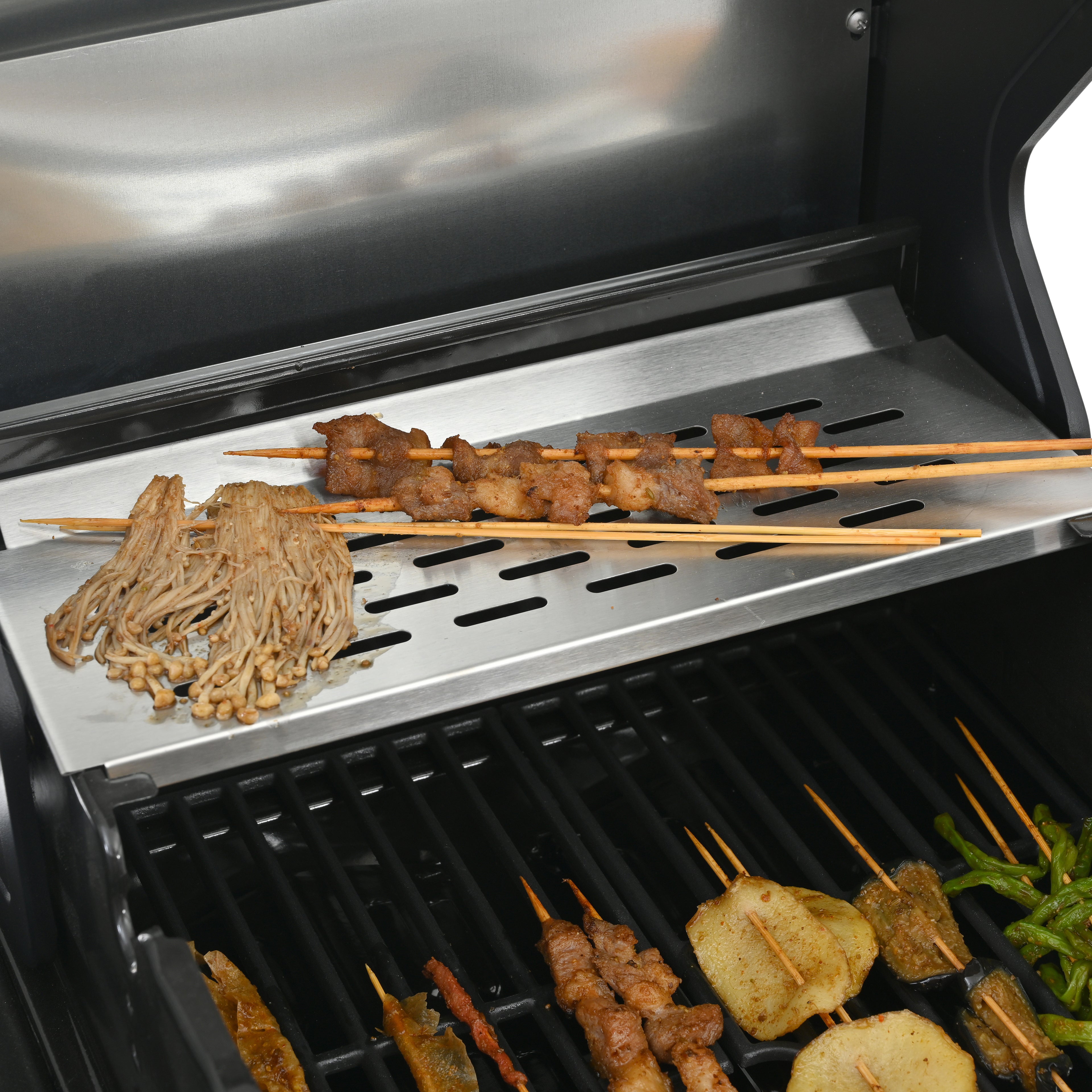 2+2 multifunctional gas barbecue grill and covered grill combination for outdoor cooking - barbecue, barbecue, pizza. eprolo