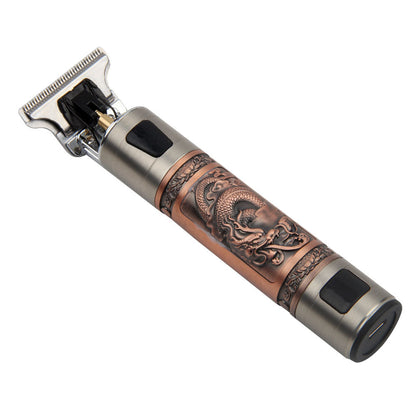 T9 Hair Clipper Oil Head Push Digital Display Carving Skull Small Hair Clipper Trimming Shaved White USB Charging Zinc Alloy eprolo