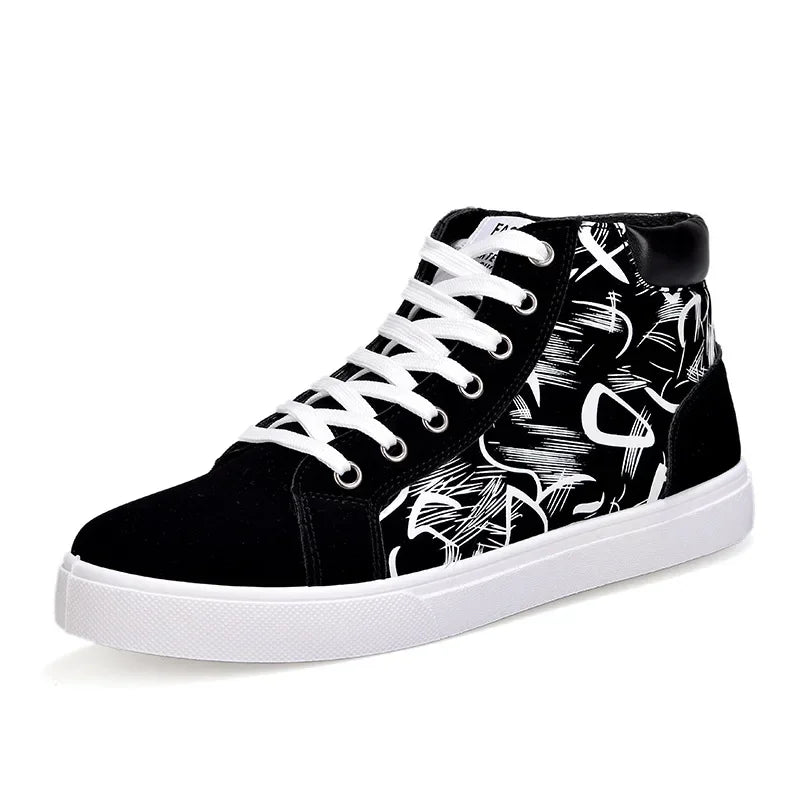 Men Vulcanized Canvas Shoes for Men Summer Graffiti High Top Men's Sneakers Shello Creative Boutique