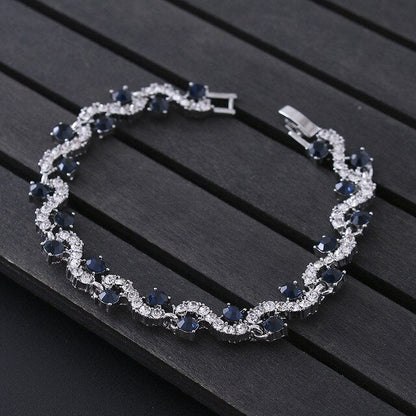 Luxury Blue Crystal Bracelet For Wedding Silver Bracelet Rhinestone Charm Women Bangles Jewelry Pulseira Feminina BR520 eprolo