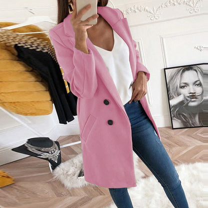 Plus Size Autumn Winter Wool Coat Women Elegant Blazer Ladies Cashmere Womens Coats Office Solid Medium Long Section Camel Coat eprolo