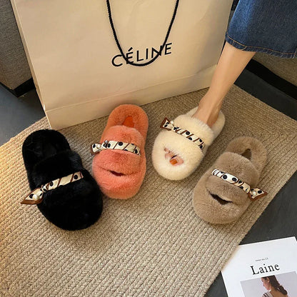 Net Red Plush Slippers – Cozy, Stylish & Perfect for Autumn & Winter - Shello's Creative Boutique